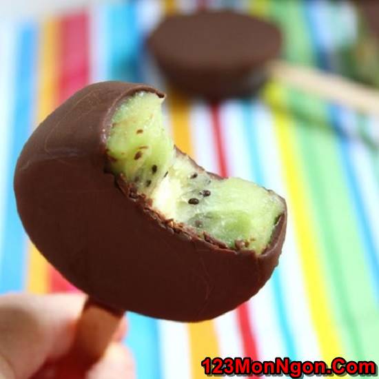Cách làm kem kiwi bọc socola ngọt mát thơm ngon giải nhiệt ngày hè phần 9